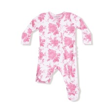 ANGEL DEAR Vintage Pink Roses - 2 Way Zipper Ruffle Back Footie