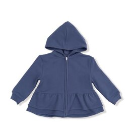 ANGEL DEAR French Terry Sport - Varsity - Vintage Indigo - Zip Peplum Hoodie