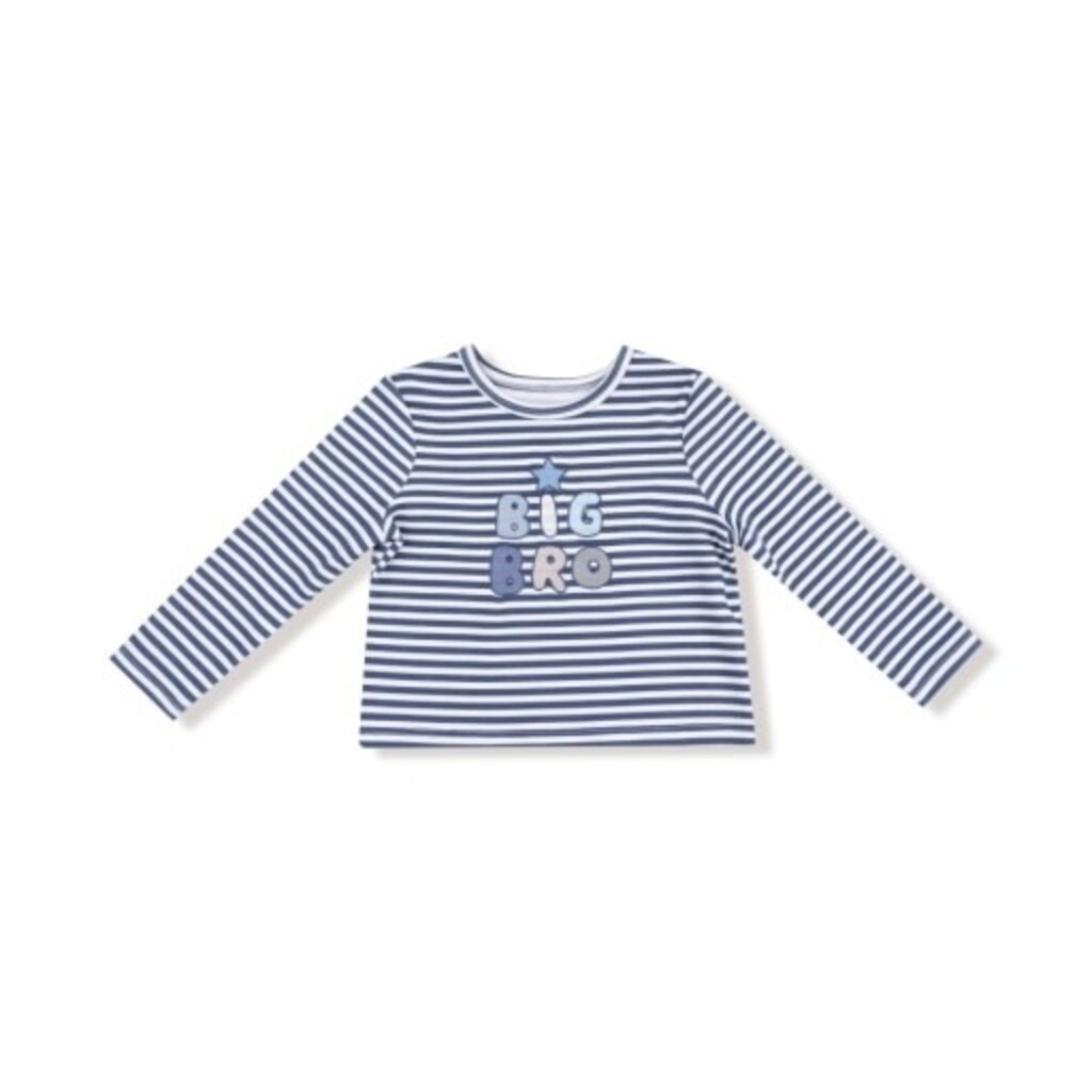 ANGEL DEAR Stripes With Sibling Embroidery - Organic Cotton Jersey - Big Bro - Uni L/S Shirt