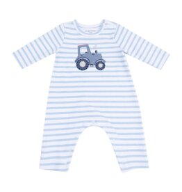 ANGEL DEAR Organic Cotton-Mini Tractors-LS Snap Shoulder Romper w/Tractor App