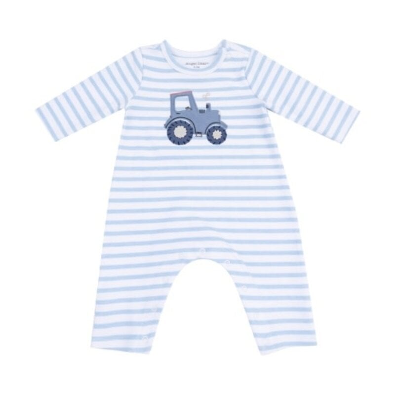 ANGEL DEAR Organic Cotton-Mini Tractors-LS Snap Shoulder Romper w/Tractor App