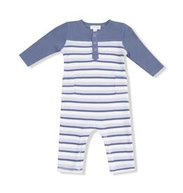ANGEL DEAR Vintage Stripe - Blue - Romper W/ Contrast Sleeves