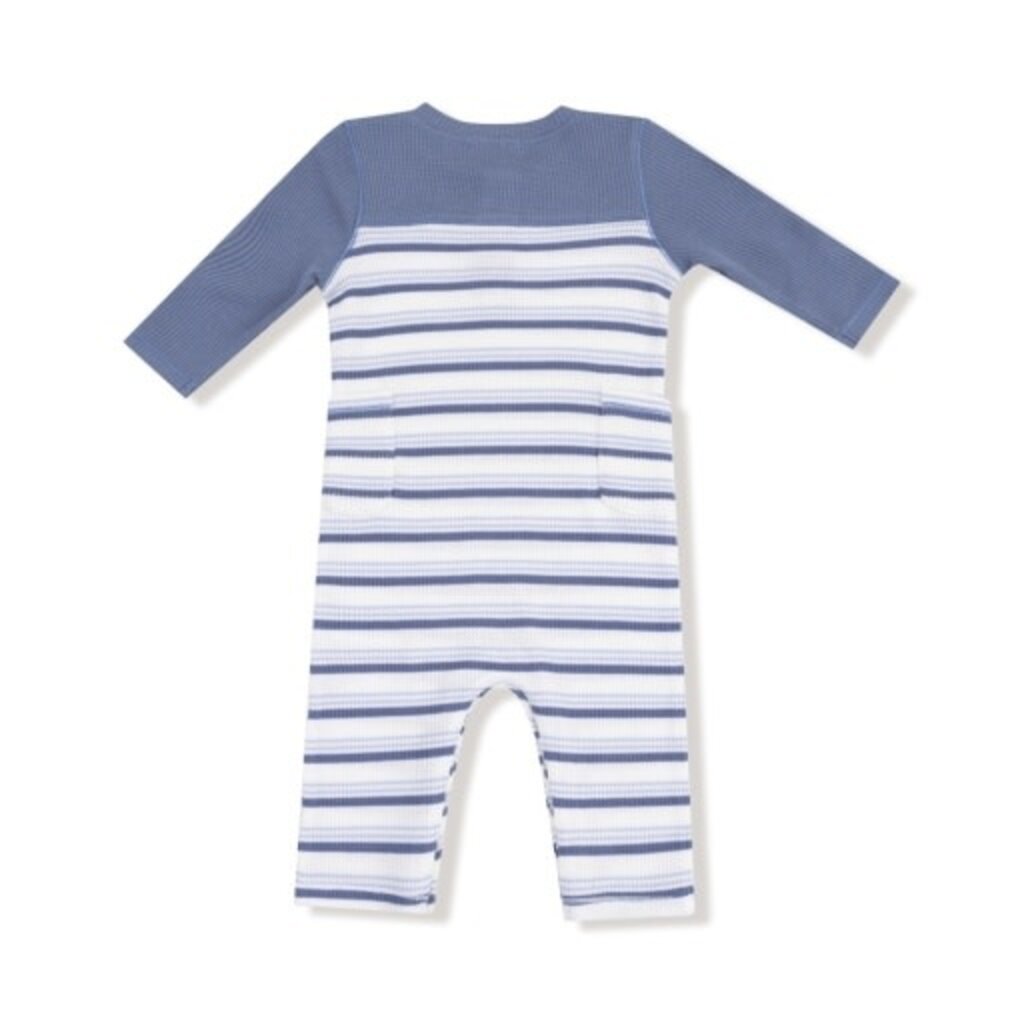 ANGEL DEAR Vintage Stripe - Blue - Romper W/ Contrast Sleeves