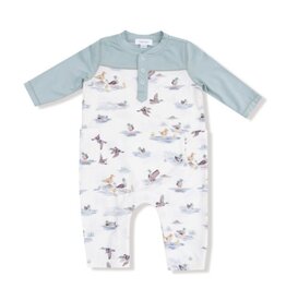 ANGEL DEAR Migrating Mallards - Romper W/ Contrast Sleeves
