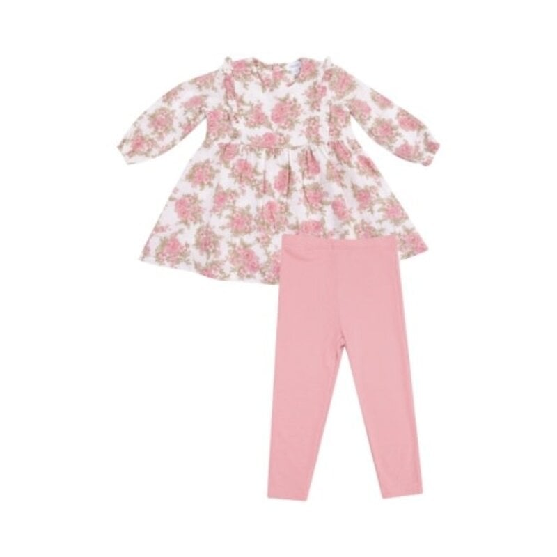 ANGEL DEAR Heirloom Bouquets - Ruffle L/S Dress  and Ribbed Legging
