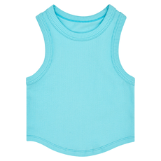 ISCREAM ICE BLUE CROPPED RIBBED RACER BACK TANK TOP