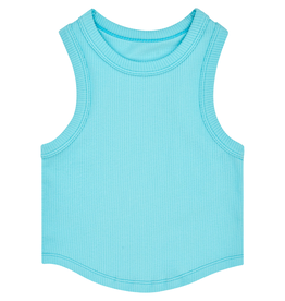ISCREAM ICE BLUE CROPPED RIBBED RACER BACK TANK TOP