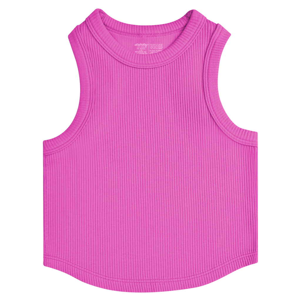 ISCREAM PRETTY PINK CROPPED RIBBED RACER BACK TANK TOP