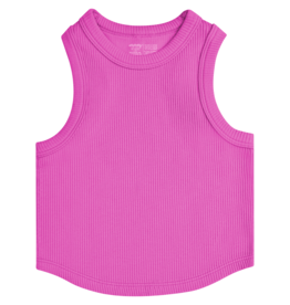 ISCREAM PRETTY PINK CROPPED RIBBED RACER BACK TANK TOP