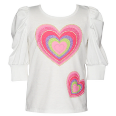 Baby Sara Heart Print Top w/ Tweed Pleated Skirt