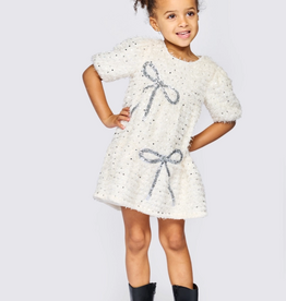 Baby Sara Girl's Tiered Dress w/Sequin Bow Ivory Multi