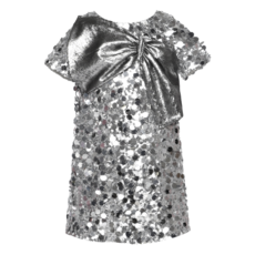 Baby Sara SEQUIN DRESS W/BIG BOW DETAIL SILVER MULTI