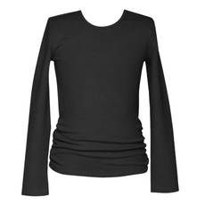 Hannah Banana Girl's L/S Ruched Rib Top Black