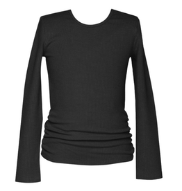 Hannah Banana Girl's L/S Ruched Rib Top Black