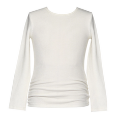 Hannah Banana Girl's L/S Ruched Rib Top Off White