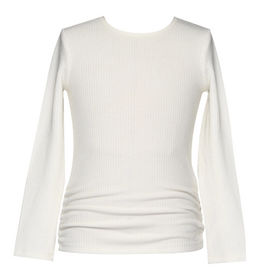Hannah Banana Girl's L/S Ruched Rib Top Off White