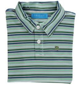 J.BAILEY Boy's L/S Striped Performance Polo, Forest