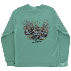 J.BAILEY Boy's L/S Performance Logo Tee, Decoy On Green