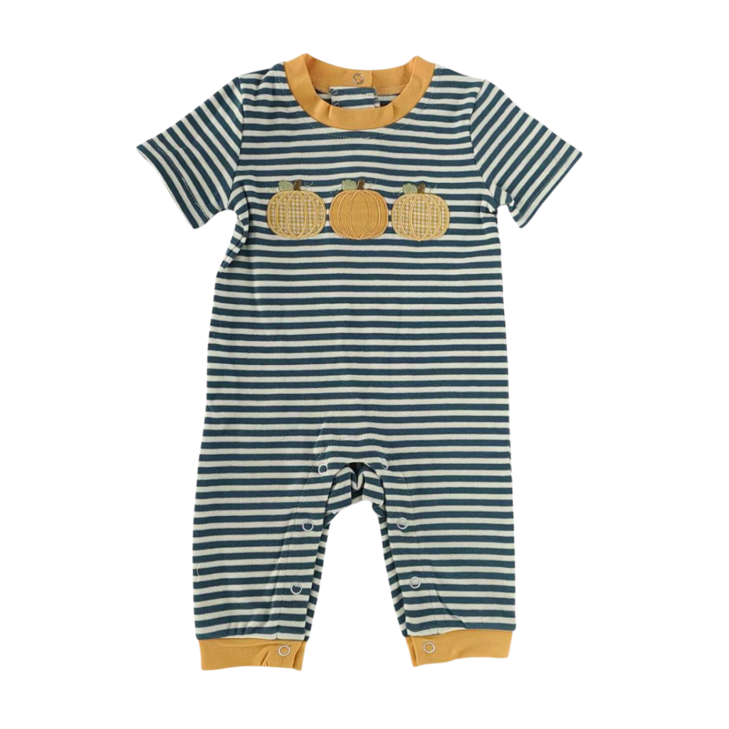 BANANA SPLIT Boy's Pumpkin Applique Romper
