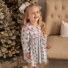 BANANA SPLIT Girl's Merry & Bright Smocked Geo Dress