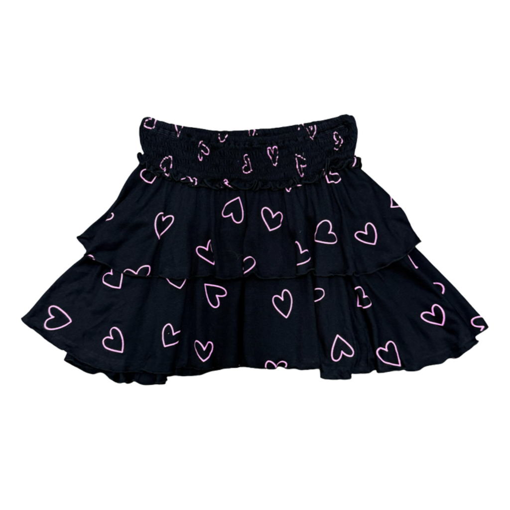 FLOWERS BY ZOE GIRL'S BLACK MULTI HEART SKIRT