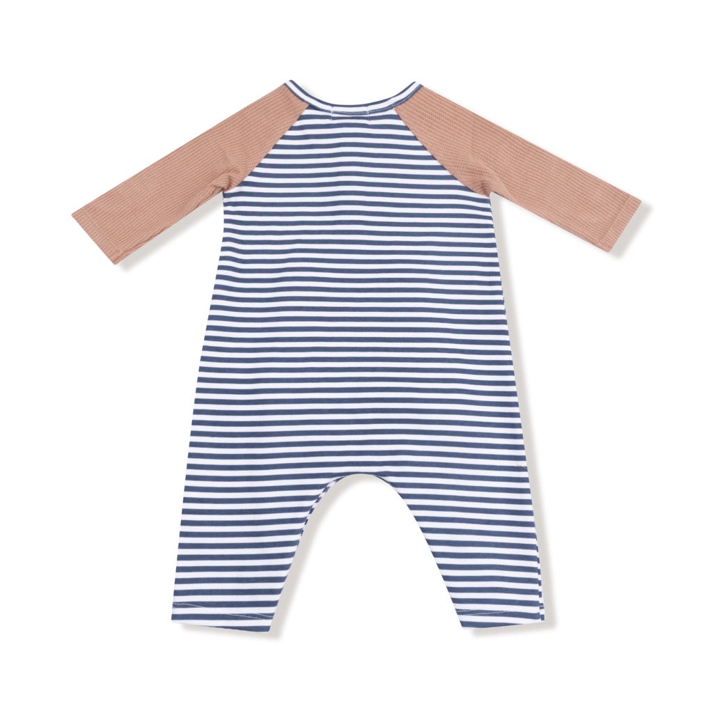 ANGEL DEAR Stripes w/ Football - L/S Raglan Henley Romper
