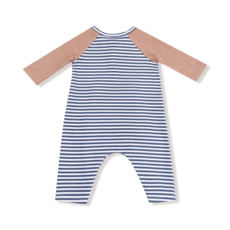 ANGEL DEAR Stripes w/ Football - L/S Raglan Henley Romper