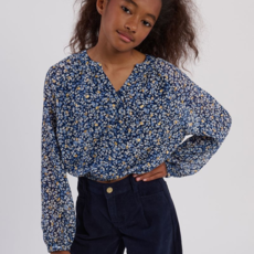 MOLLY BRACKEN GIRL'S WOVEN TOP BLUE NORA