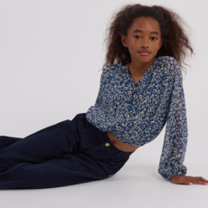 MOLLY BRACKEN GIRL'S WOVEN TOP BLUE NORA