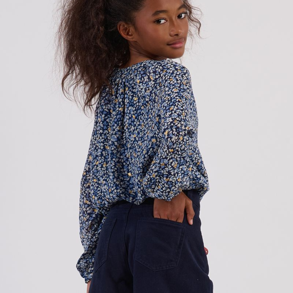 MOLLY BRACKEN GIRL'S WOVEN TOP BLUE NORA