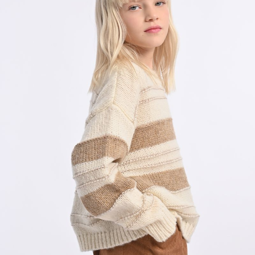 MOLLY BRACKEN GIRL'S KNIT SWEATER OFF WHITE/BEIGE