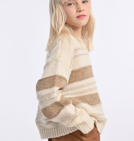 MOLLY BRACKEN GIRL'S KNIT SWEATER OFF WHITE/BEIGE