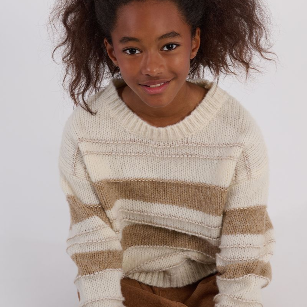 MOLLY BRACKEN GIRL'S KNIT SWEATER OFF WHITE/BEIGE