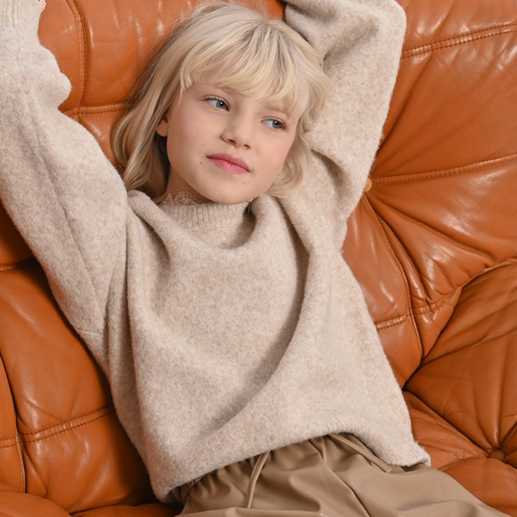 MOLLY BRACKEN GIRL'S KNIT SWEATER BEIGE