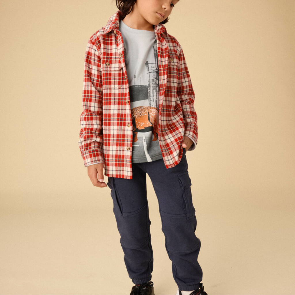 Boy's Flannal Button Up Shirt KORBP203