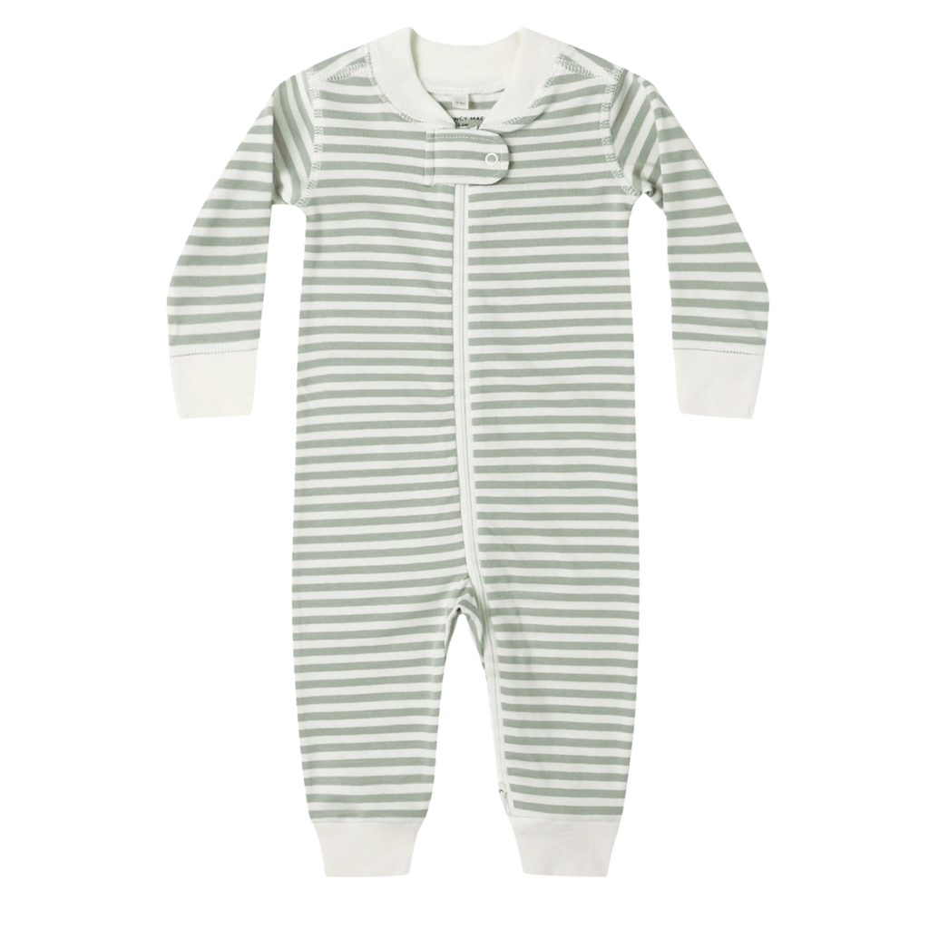 QUINCY MAE ZIP LONG SLEEVE SLEEPER || FERN STRIPE