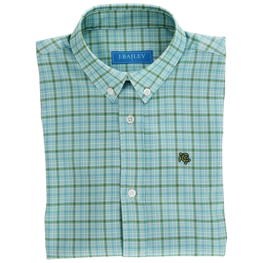 J.BAILEY Boy's Performance Button Down, Willow