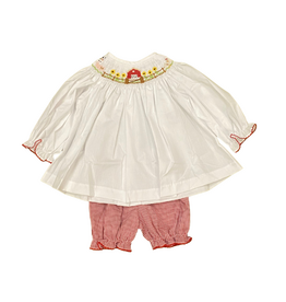LULU BEBE Emma Long Sleeve Smocked Bloomer set Farm