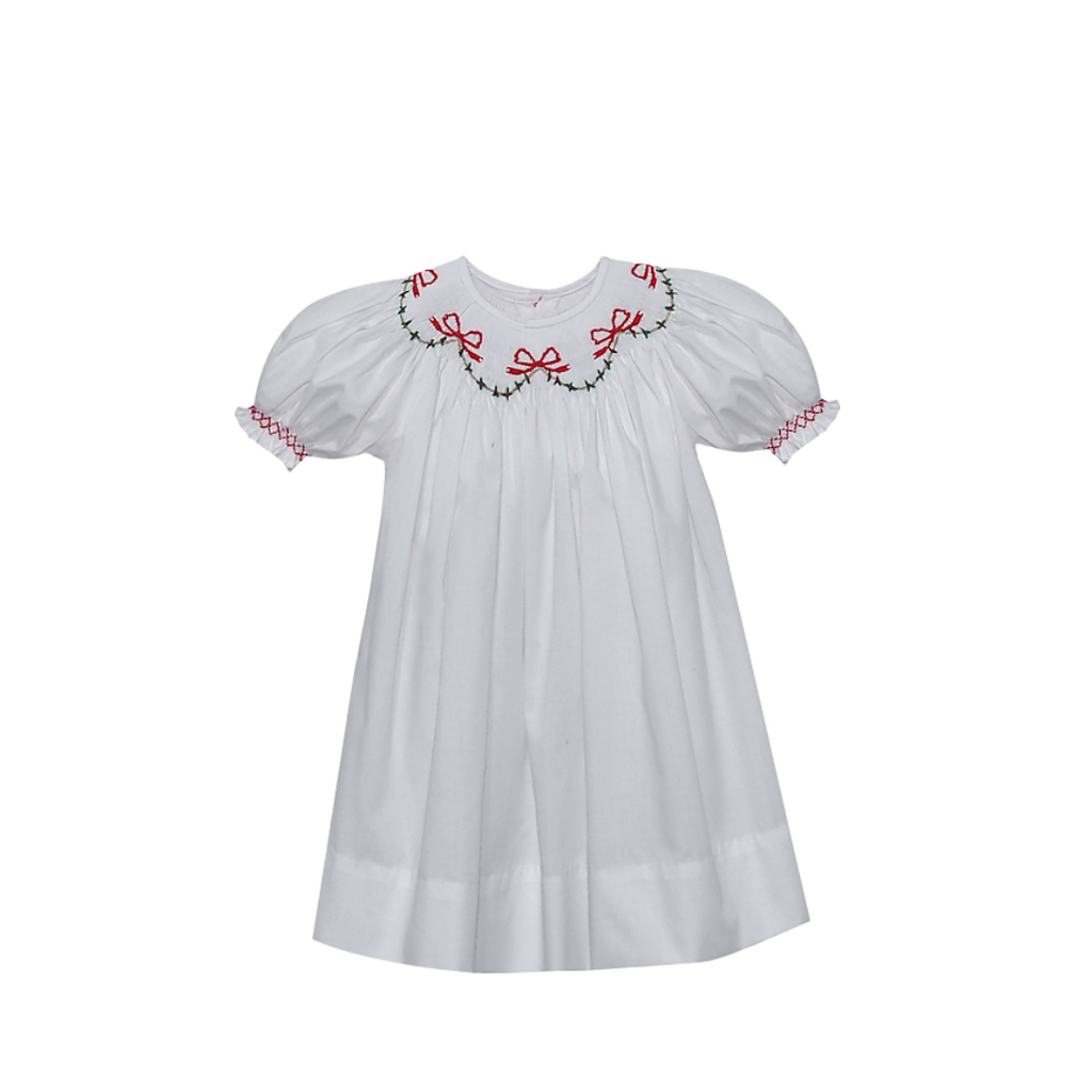 REMEMBER NGUYEN White Cate Bishop Dress-Christmas Ribbons