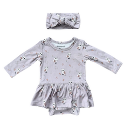 BABYSPROUTS Girl's Bodysuit Dress Set Lavender Owl