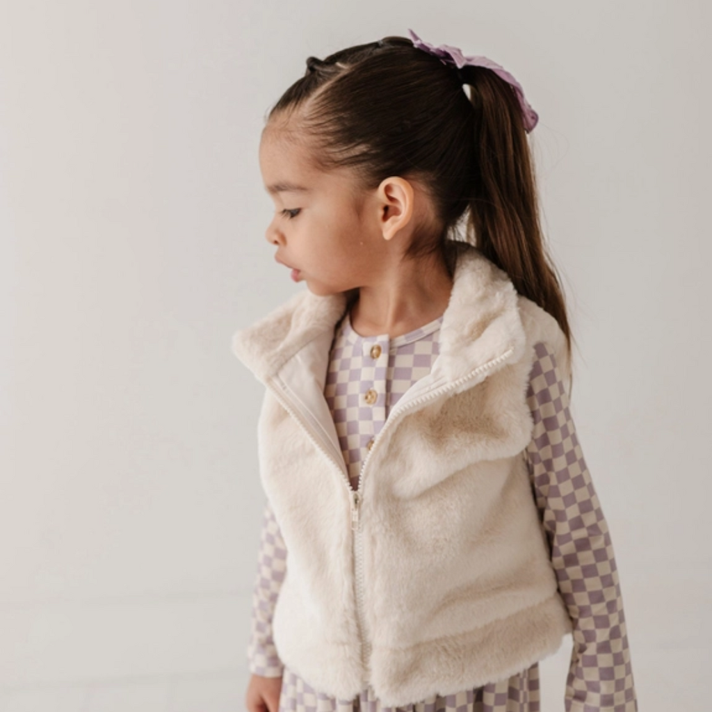 BABYSPROUTS Girl's Fur Vest Cream