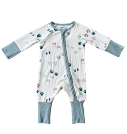 BABYSPROUTS Long Sleeve Zip Romper Footprints