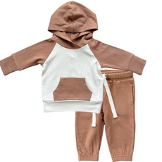 BABYSPROUTS Boy's Raglan Hoodie w/Joggers Caramel