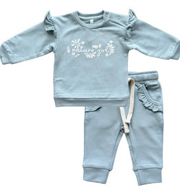 BABYSPROUTS Girl's Ruffle Sweatshirt Nature Girl w/Joggers Slate