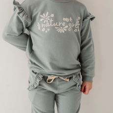BABYSPROUTS Girl's Ruffle Sweatshirt Nature Girl w/Joggers Slate