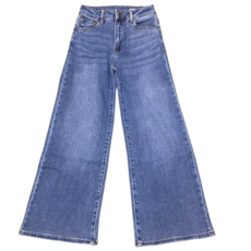 TRACTR Girl's Back Pocket Bow Emb. Wide Leg Indigo