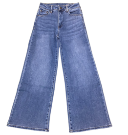 TRACTR Girl's Back Pocket Bow Emb. Wide Leg Indigo