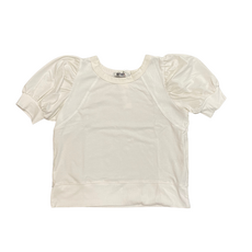 T2LOVE Oversized 3/4 Sleeve Top w/ Rib Contrast-Off White