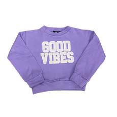 FLOWERS BY ZOE Girl's Good Vibes Sweatshirt w/Patches-Purple Wash