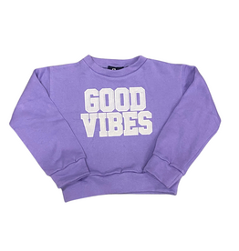 FLOWERS BY ZOE Girl's Good Vibes Sweatshirt w/Patches-Purple Wash